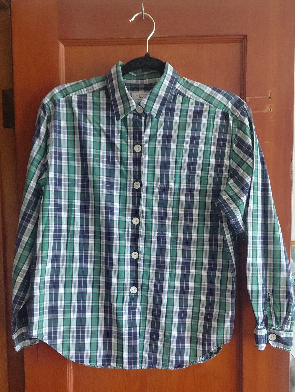 Talbots Womens Green and Blue Plaid Button-Down Shirt